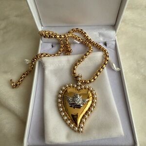 PEARL HEART GOLD BOYS LIE NECKLACE